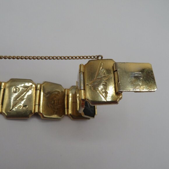 Japanese Damascene Style Panel Vintage Bracelet - Picture 7 of 10